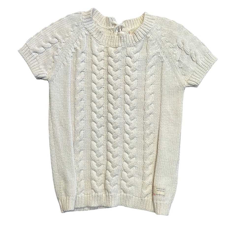 Odd Molly Cable Knit Short Sleeve Sweater Top Lace Up Back Detail‎ Size 0
